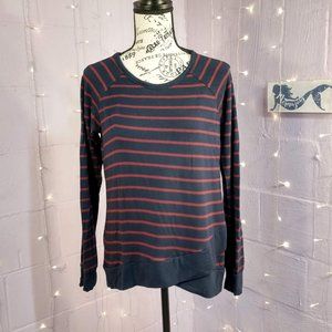 Market & Spruce Navy Blue and Red Striped Top